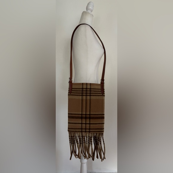 Vintage Ralph Lauren wool plaid crossbody bag Fringes - Picture 7 of 12